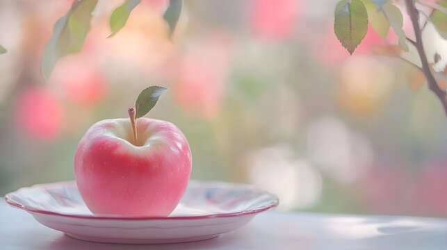 image of a Rose apple on a plate, set against a soft, blurred background
