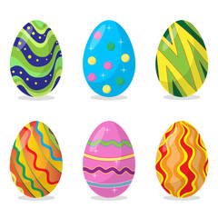 Set of Easter eggs. Vector illustration in flat style. Isolated on white background.