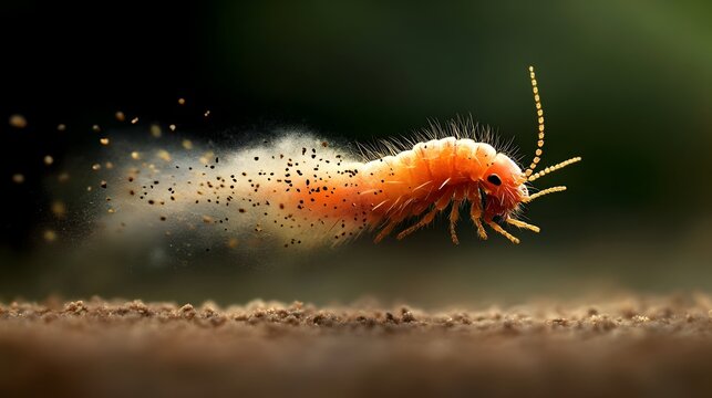 Magnified macro photography of the intricate details and structure of a springtail s furcula