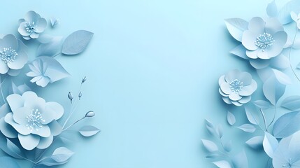 Elegant Teal Floral Abstract Digital Background with Delicate Botanical