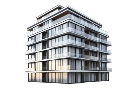 "Glass Apartment Tower in a Beautiful, Sunlit Setting"