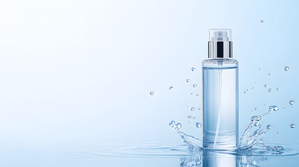 Product photography of a cosmetic spray bottle with a white background, showcasing the elegance and simplicity of the design.
