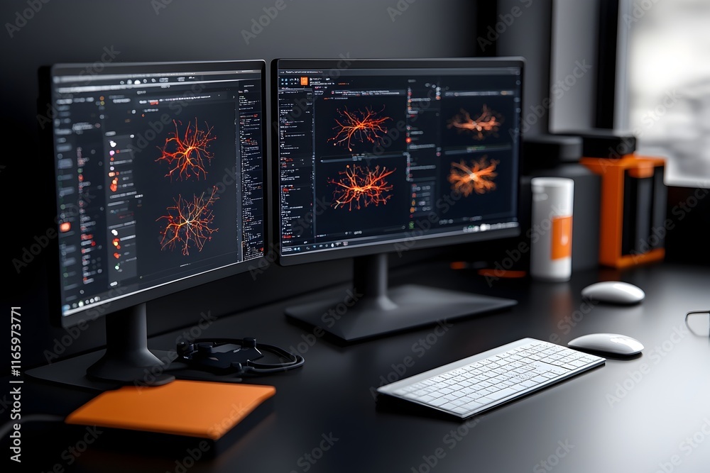Poster cutting edge neuroscience research center showcases advanced brain computer interface prototypes fea