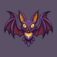 Fototapeta premium Vector Clip Art of a Cute Halloween Bat with Vibrant Colors and Large Wings - Cartoon Style Illustration