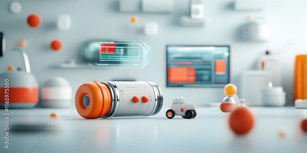 Poster cutting edge pheromone data visualization lab with luminous holographic interfaces and gleaming retr