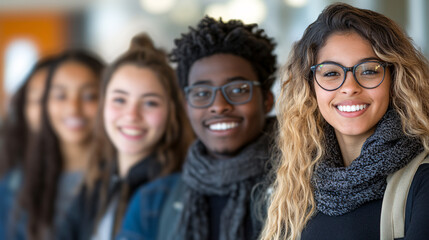 Obraz premium Group of diverse high school students smiling together