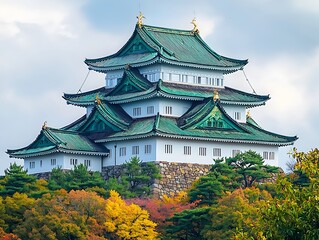 Naklejka premium Photo of a Majestic Japanese Castle