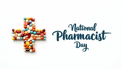 Colorful Pills Form Plus Sign for National Pharmacist Day