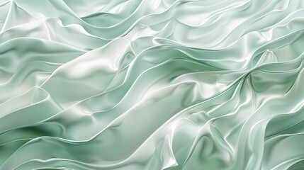 Obraz premium Luxurious light green satin fabric flowing in gentle waves, creating a beautiful and elegant abstract background