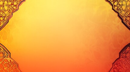 Abstract Orange Background With Intricate Decorative Borders