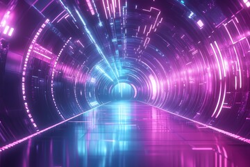 Obraz premium Futuristic Neon Tunnel with Pink and Blue Lights