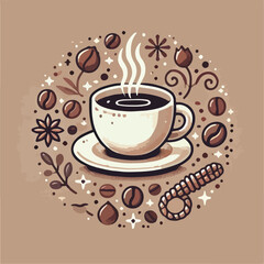 cup of coffee with beans