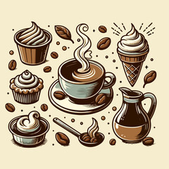 cup of coffee and cakes