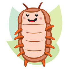 Illustration nature insect garden pillbug, Armadillidiidae, Oniscidea. Ideal for catalogs and educational materials