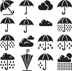 umbrella icon set vector