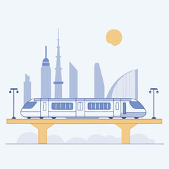 Modern Sleek Blue and White Metro Train Design Image