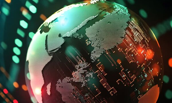 globe and binary code background