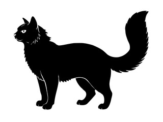 american curl cat black silhouette vector, Simple silhouette Design vector icon with white background