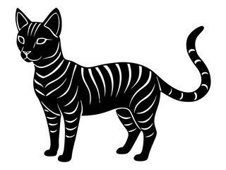 toyger cat black silhouette vector, Simple silhouette Design vector icon with white background