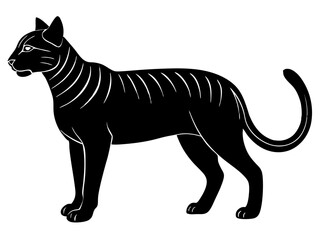 serengeti cat black silhouette vector, Simple silhouette Design vector icon with white background