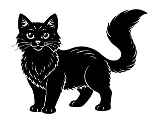 singapura cat black silhouette vector, Simple silhouette Design vector icon with white background