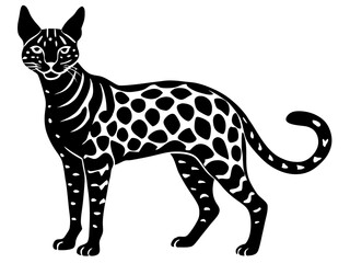 savannah cat black silhouette vector, Simple silhouette Design vector icon with white background