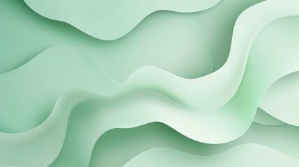 Fototapeta premium Soft green pastel waves flowing and creating a dynamic and elegant abstract composition, ideal for backgrounds, wallpapers, or presentations