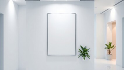 Blank Frame Adorns Minimalist White Hallway