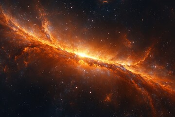 Bright orange galaxy with a bright yellow star in the middle
