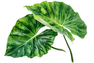 Obraz premium Tropical green leaf isolated on white background with clipping path.