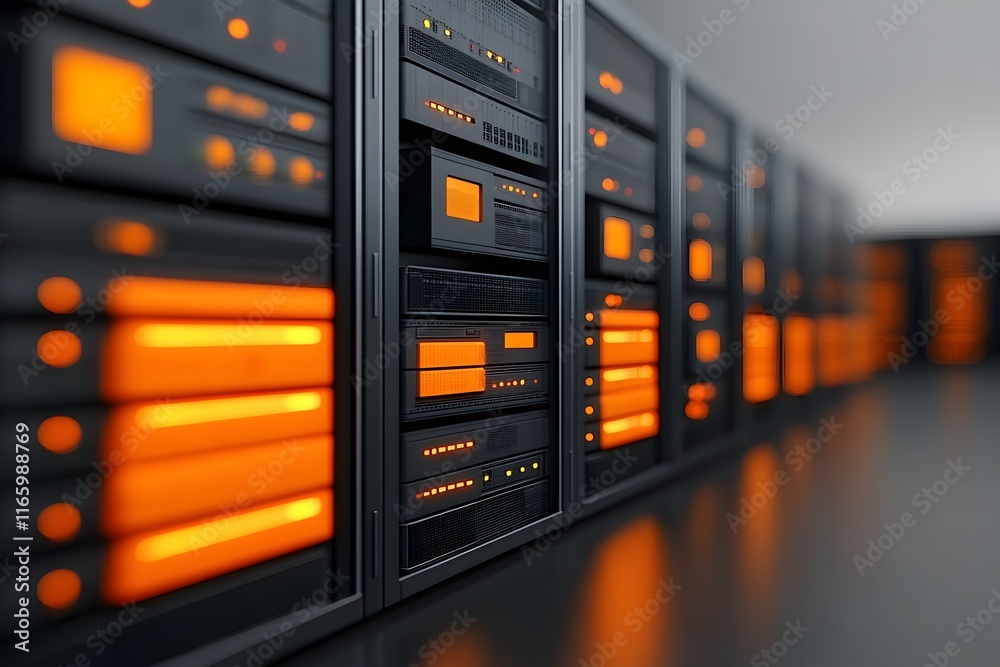 Poster subterranean digital archives towering server racks glowing data storage arrays and advanced cryptog