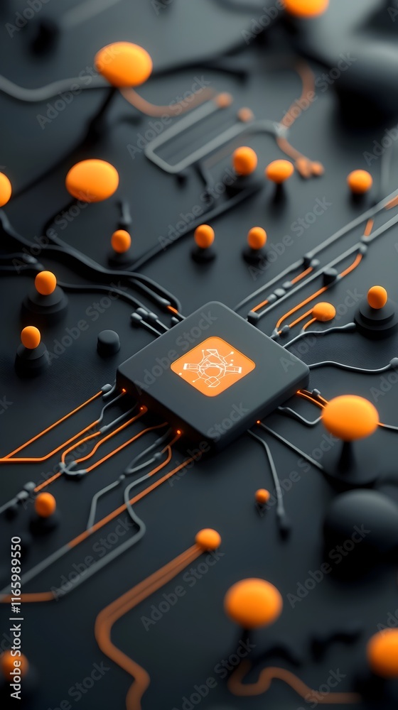 Poster futuristic digital backdrop showcasing complex neural connections adaptive systems secure data excha