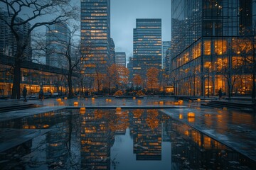 Cityscape with tall buildings