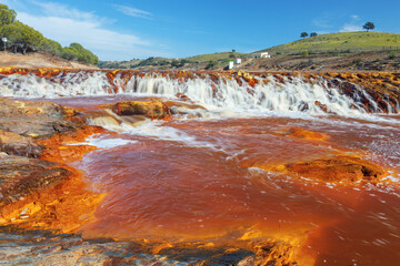 Death and desolation in the Tinto river, Huelva. As a possible result of the mining, Tinto river is notable for being very acidic and its deep reddish hue is due to iron.
