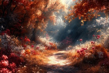 Fototapeta premium Forest with a path through it