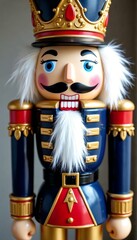 Traditional nutcracker figure with bold colors and intricate gold detailing for the holiday season