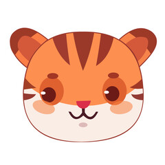 Cute Cartoon Tiger Face Illustration