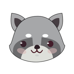 Cute Cartoon Raccoon Face Illustration