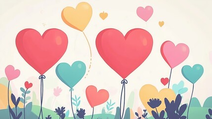 Naklejka premium Valentine flat design front view love theme animation colored pastel