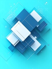 Abstract Blue and White Geometric Shapes Design