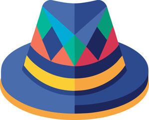 Colorful felt fedora hat isolated on white, a classic fashion accessory