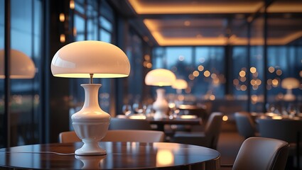 A 3D rendering of a room with multiple lamps serves as interior background in stock photo