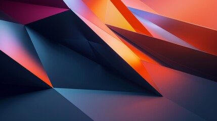 Vivid orange and purple geometric shapes intertwine, forming a dynamic and modern abstract composition suitable for wallpapers