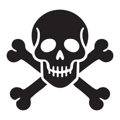 Skull and Crossbones Silhouette Icon Warning of Danger