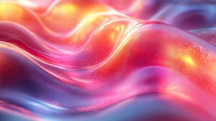Obraz premium A futuristic 3D render featuring an abstract iridescent shape with vibrant, shifting colors against a minimalist gradient background. Perfect for modern design and digital art concepts.