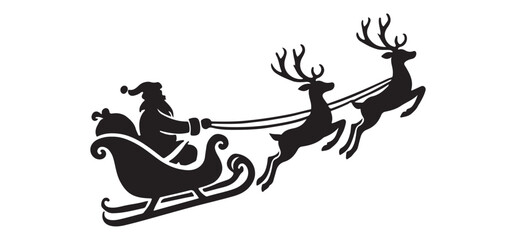 Santa Claus and Reindeer Silhouette Christmas Vector