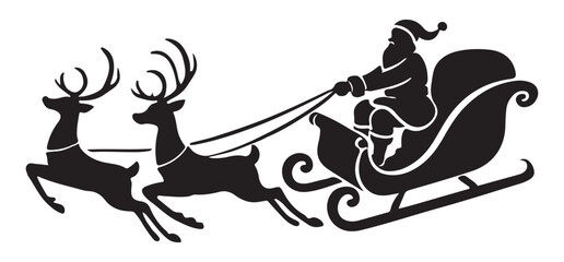 Santa Claus and Reindeer Silhouette Vector Illustration