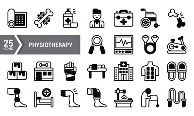 25 Line Icons for Physiotherapy and Rehabilitation.