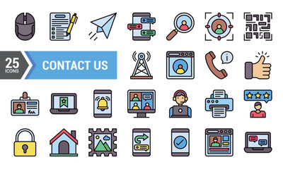 25 Colorful Contact Us Icons for Websites and Apps.
