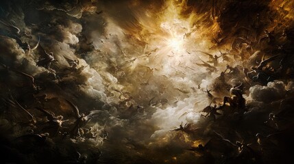 Baroque Triumph of Good Over Evil with Dramatic Lighting and Dynamic Composition